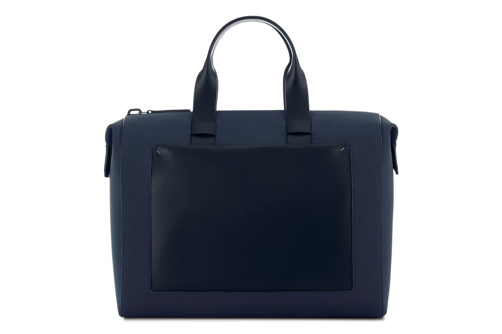 Navy Blue Fabric and Leather Men's 24-Hour Bag