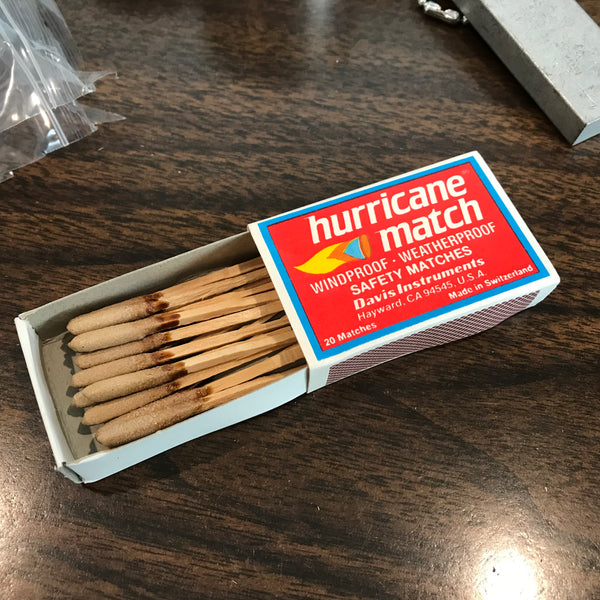 Hurricane Matches - Windproof, Weatherproof. Mfg by Davis Instruments.