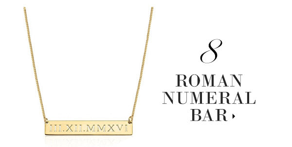 olive + piper Custom Personalized Engraved Roman Numeral Bar Necklace