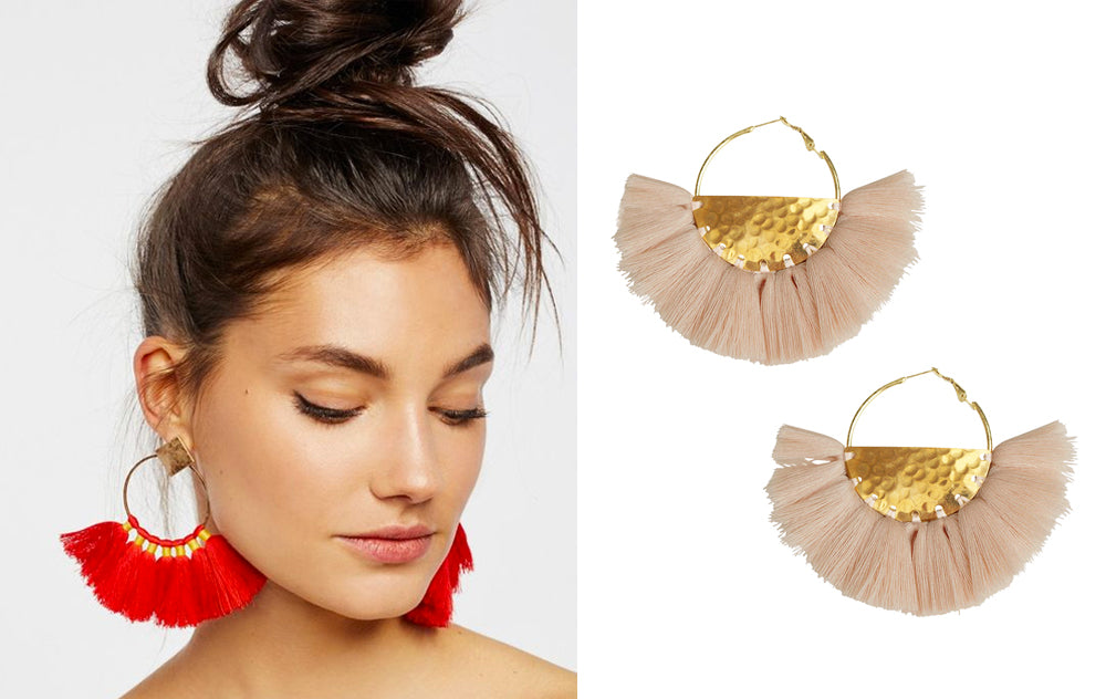 5 Ways to Wear Tassel Earrings for Fall: High Bun Selfie