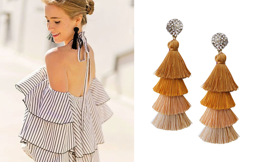 5 Ways to Wear Tassel Earrings for Fall: Classic Stripes