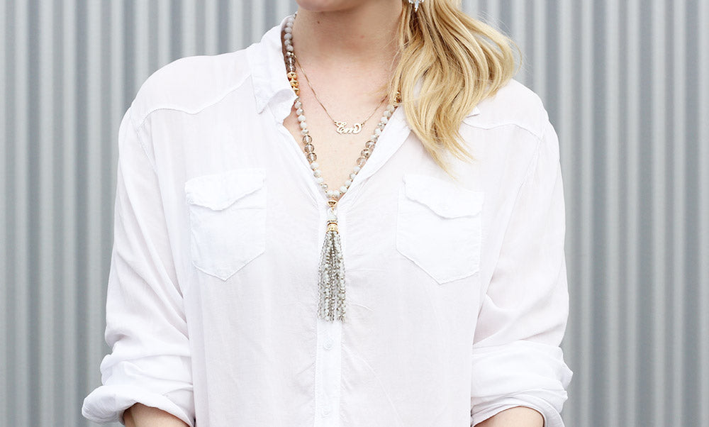 olive + piper rebecca tassel beaded layering necklace