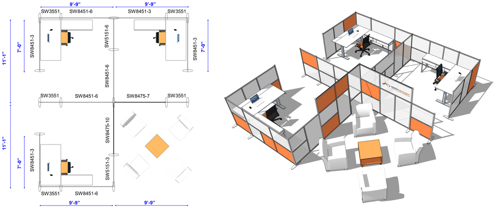 Office partitions and room partitions for office designs by iDivide