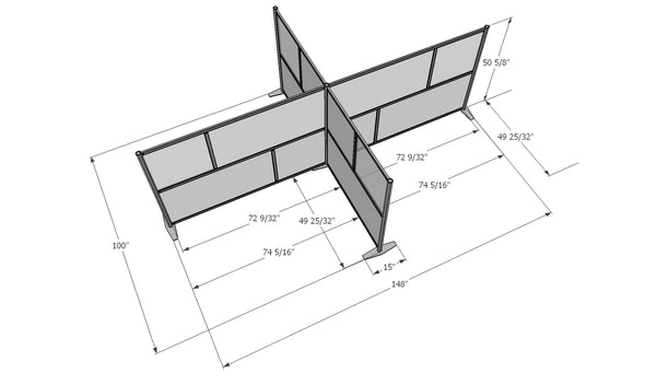 T-Shaped office partitions for cubicles