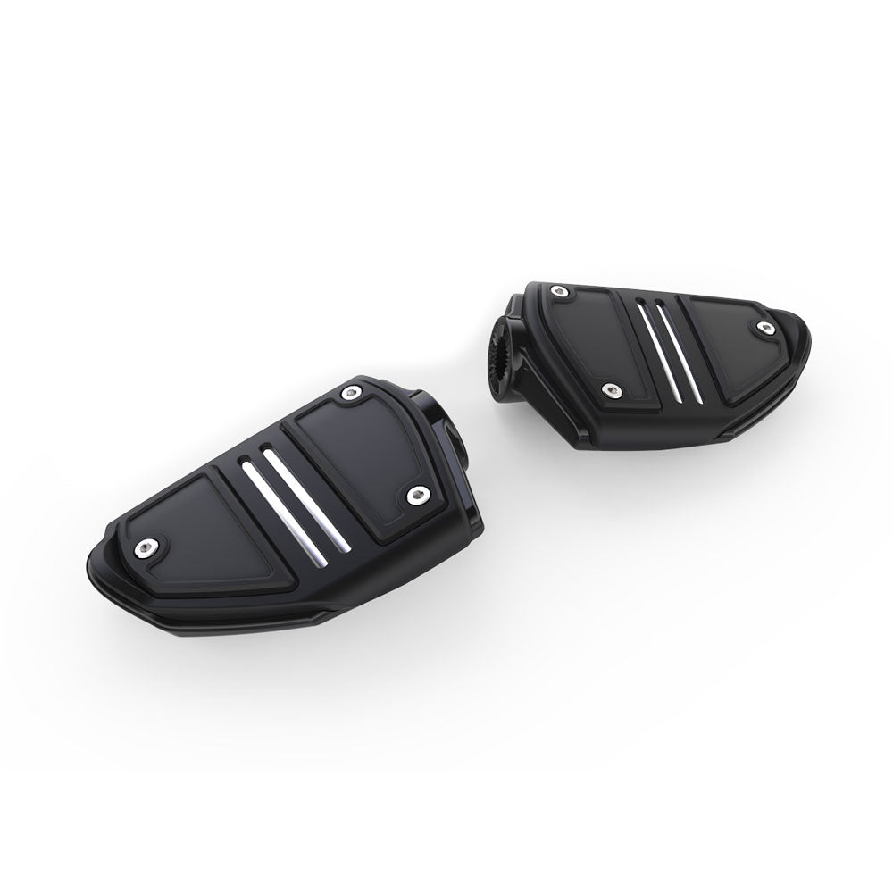 black Goldstrike Twin Rail Floorboards with Driver Adapter pair for Gold Wing 