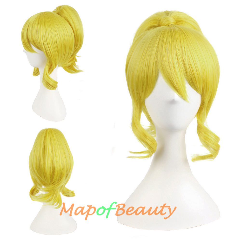 short curly yellow wig