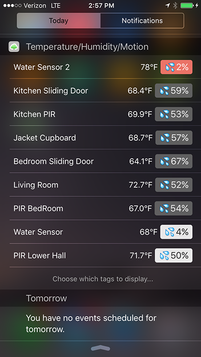 wireless tag widget ios humidity