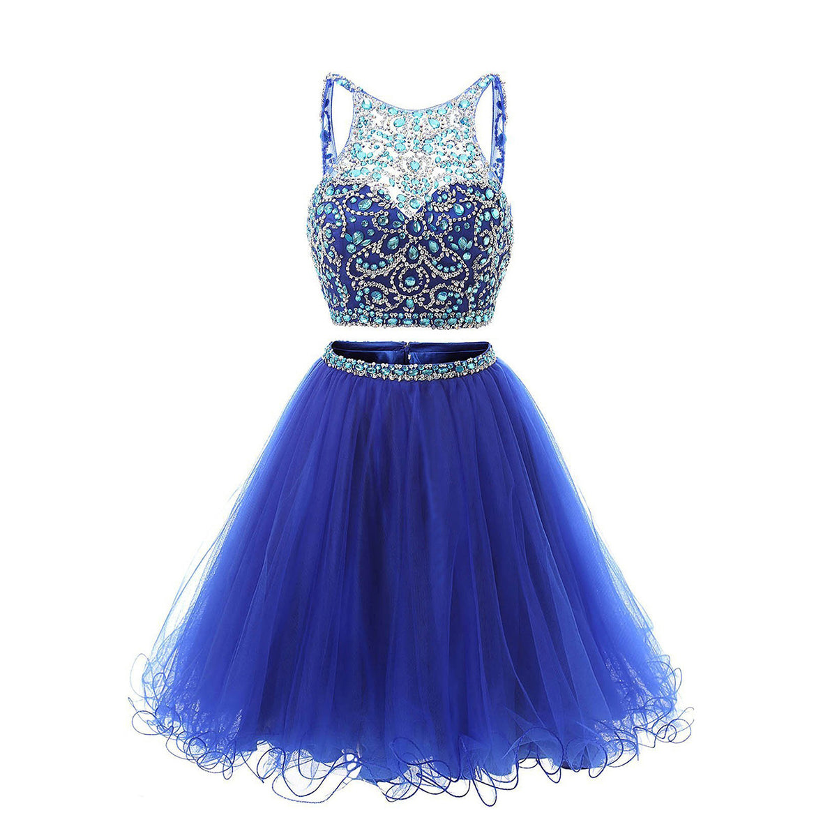 short blue sparkly dress