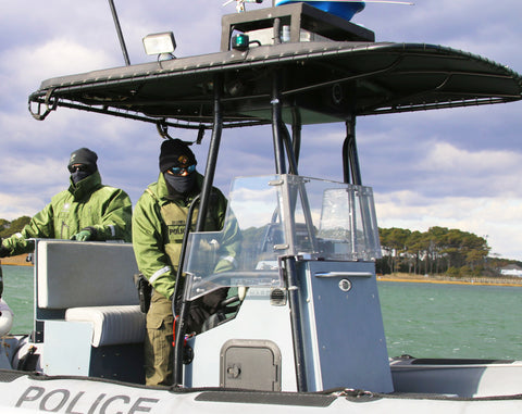 MD DNR Police on their armored boat 