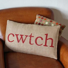 Cushion Cover - Burlap - Cwtch / Cwtsh-Pillow-The Welsh Gift Shop