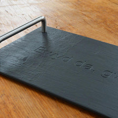 Serving Tray - Welsh Slate - Bwyd da, Gwin da, Cwmni Da-Picture / SIgn-The Welsh Gift Shop