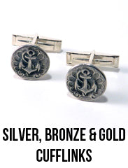 sterling silver bronze and gold cuff links | compass rose design