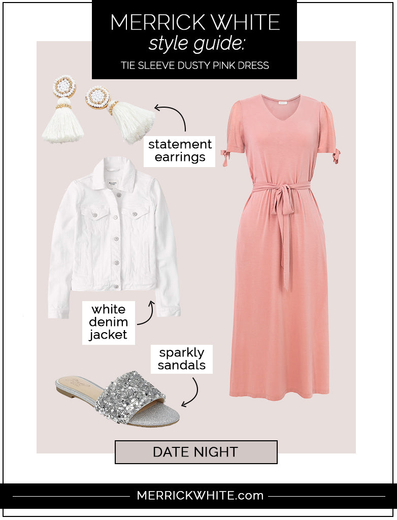 dusty pink midi dress styling ideas