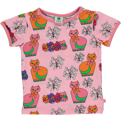 Pink Cats and Flowers T-Shirt