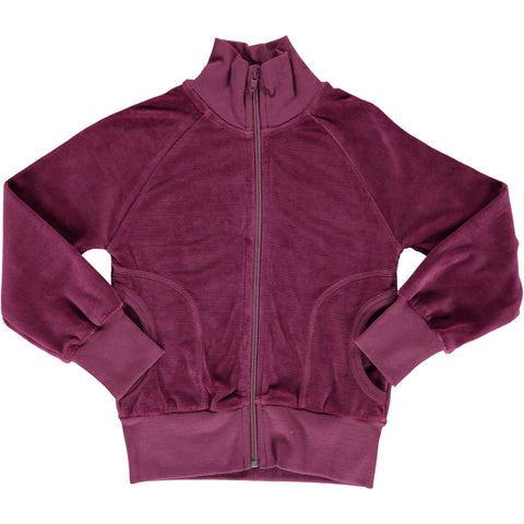 Velour Cardigan Zip Plum