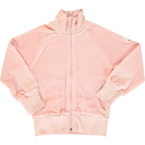 Velour Cardigan Zip Pale Blush