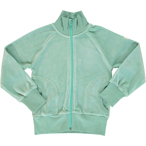 Velour Cardigan Zip Soft Teal