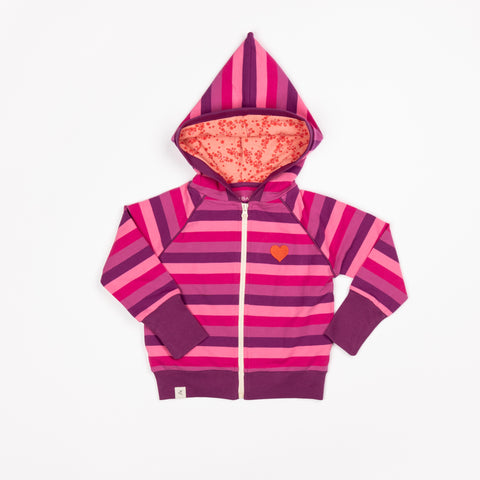 Alltime Zipper Hood - Very Berry Big Stripes