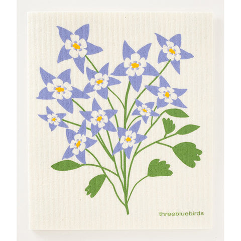 Columbine Flower Swedish Dishcloth