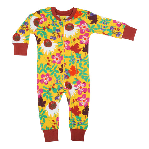 Yellow Autumn Flowers Zip Suit