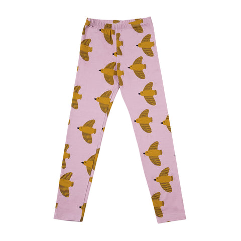 Yellow Birds on Pink Leggings