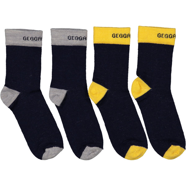 Navy and Yellow Wool Socks