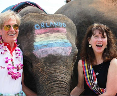 Ed and Joey Story celebrate during the 2016 Elephant Story Invitational Tournament in Thailand in June, an event the couple founded.