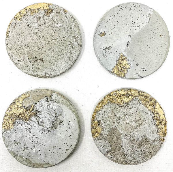 Metallic Gold Concrete Coasters Set of Two