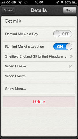 How to set a location based reminder on the iPhone