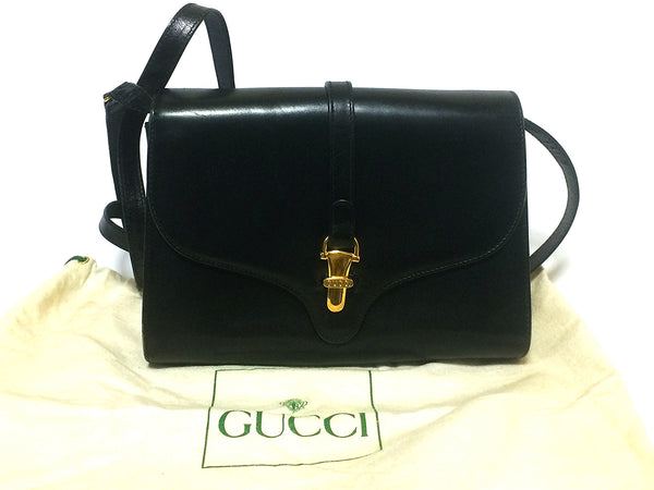 vintage black leather gucci purse