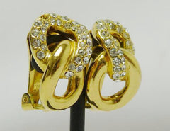 Vintage Christian Dior chain shape gold tone earrings with crystal stones. Great gift idea