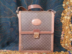 SOLD OUT: 90's vintage Celine beige brason pattern postman style purse . Unisex