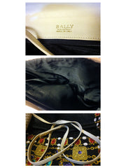 SOLD OUT: Vintage BALLY ivory beige quilted lambskin shoulder purse with golden B charm at front flap. What a chic Bally back in the era.