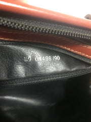 Vintage FENDI pecan stripe Speedy style handbag, purse with brown leather trimming. Clasisc Fendi bag.