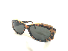 Vintage Gianni Versace brown marble frame sunglasses with a golden Medusa head motif. Classic accessory piece. Great gift.