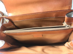 Vintage Celine beige macadam blaison handbag with brown leather trimming. Classic purse. Shoulder bag.