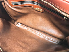 Vintage Fendi brown epi leather messenger bag, shoulder purse with iconic Janus medallion embossed motif at front. Unisex. Rare bag.
