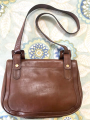 Vintage Valentino Garavani brown nappa leather shoulder bag with V logo motifs at front. Unisex and daily use.