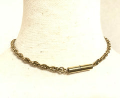 Vintage Celine gold tone crescent moon shape neckkace with silver logo.