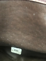 Vintage CHANEL brown caviar leather chain shoulder bag with 3 golden CC marks on both sides. Classic purse.