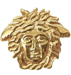 Vintage Gianni Versace gold tone medusa head face brooch pin.
