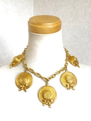 Vintage CHANEL rare jewelry, dangling hat design charm chain statement necklace. Gorgeous vintage masterpiece.