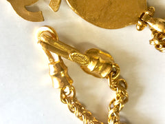 MINT. Vintage CHANEL oval blue stone and CC mark pendant top statement necklace. Gorgeous vintage masterpiece jewelry.