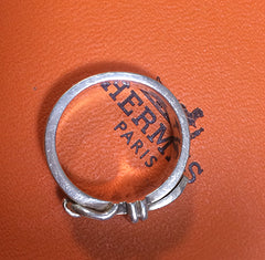 Vintage Hermes genuine 925 silver ring, classic buckle design with original box and case. size US6.5-7, UK M-N, JP13.