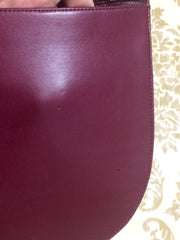 80's Vintage Yves Saint Laurent wine red, bordeaux lizard and leather shoulder clutch bag with YSL logo interior linings.