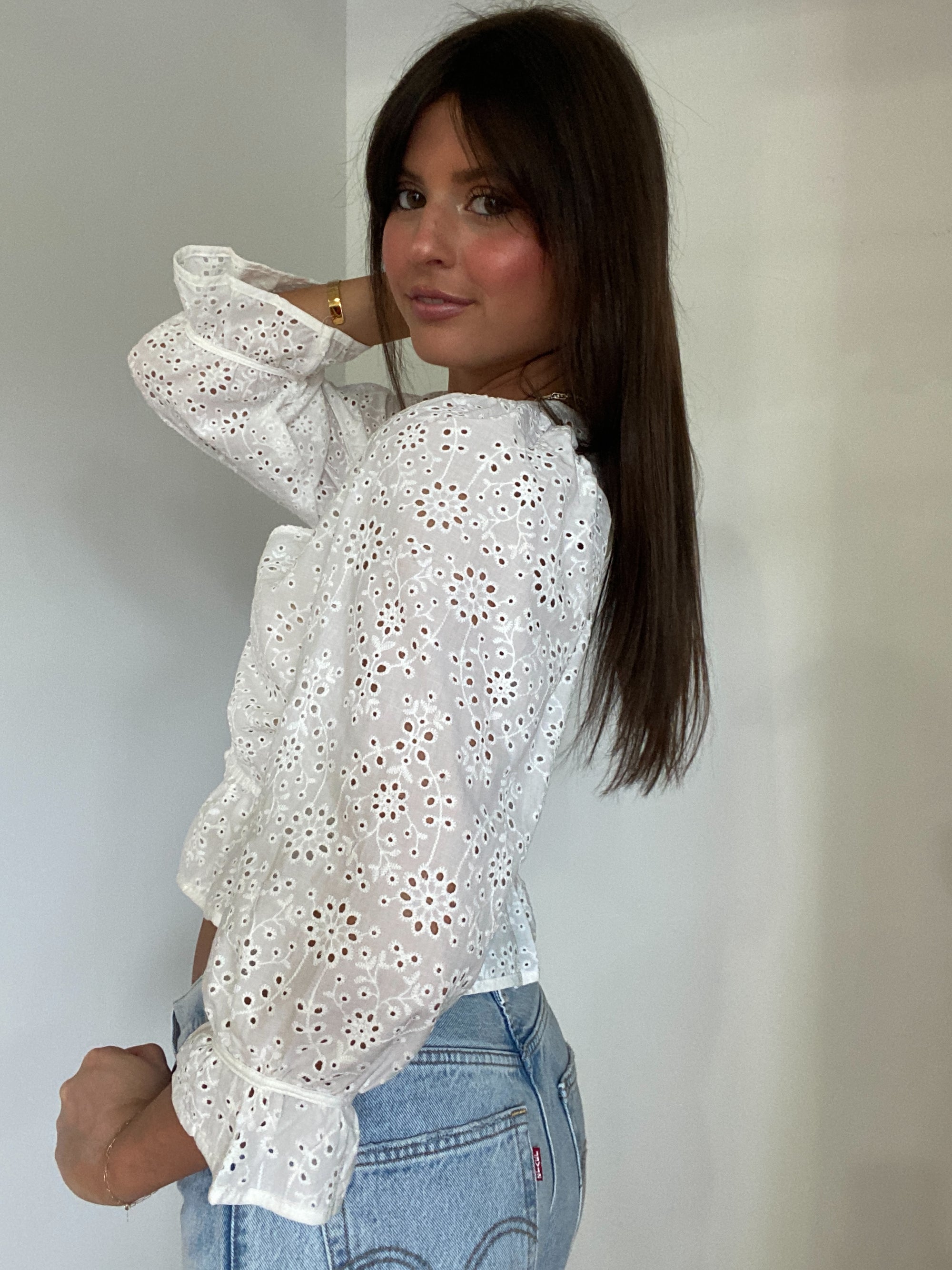 Out of Office Eyelet Top