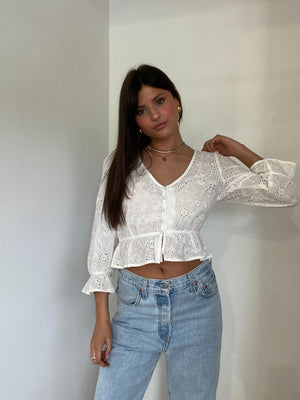 Out of Office Eyelet Top