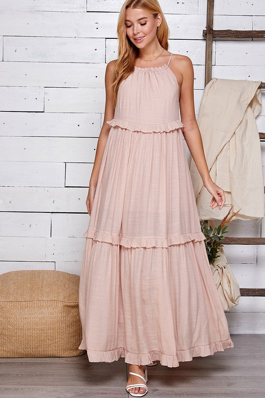 Flora Halter Neck Maxi Dress