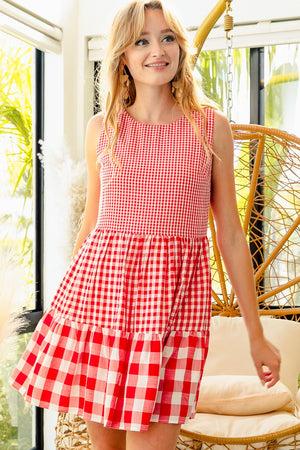 Riley Red Checkered Mini Dress