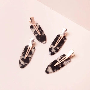 KITSCH - Creaseless Clips 4pc Set - Black Terrazzo